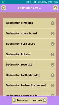 Top Badminton Live Score Screen Shot 0