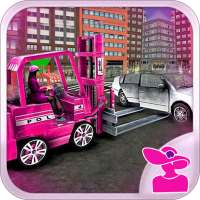Pink Lady Car Parking forkLift: Forklift Games