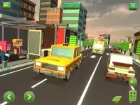 Blocky Taxi Car City Driving : Pixel Taxi Sim Game Screen Shot 15