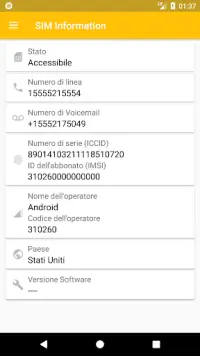 SIM Card Info Screen Shot 1