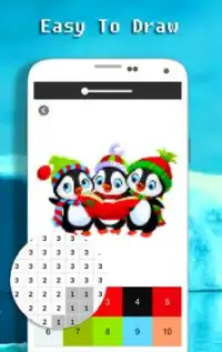 Color lindo del pingüino por número - Pixel Art Screen Shot 2