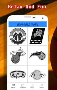 Basketball Logo Coloring By Number - Pixel Art Screen Shot 3