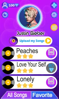 Justin Bieber Piano Game Screen Shot 0