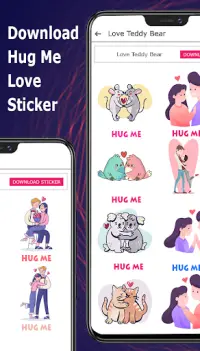 Hug Me Love Stickers & valentineday emoji Screen Shot 2