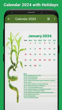 Calendar 2024 with Holidays Screen Shot 1