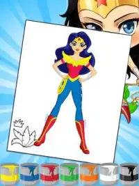 Wonder Girl Super Woman Coloring Pages For Kids Screen Shot 0