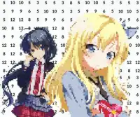 Pixel Art Manga Girls: Color by Number Screen Shot 0