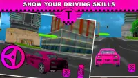 Розовая леди сумасшедший водитель такси 3D Screen Shot 1