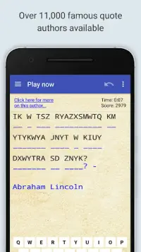 Cryptogram Puzzle Quotes Game Screen Shot 3