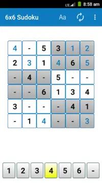 6x6 Sudoku Screen Shot 1