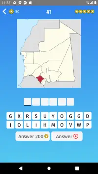 Mauritania: Regions & Provinces Map Quiz Game Screen Shot 0