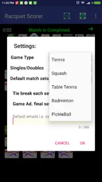 Racquet Game(Tennis,pickleBall ...) Match Scorer Screen Shot 1