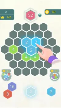 HexPop: Merge number to 2048, Free Puzzle Games Screen Shot 1