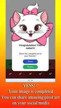 Cute Cat Coloring By Number: Pixel Art Screen Shot 5