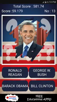 US President Quiz - Presidents Scratch Quiz Game Screen Shot 1