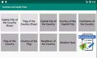 Countries, Capital cities, Continents, Flags Quiz Screen Shot 0