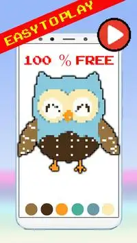 Owl Coloring By Number Pixel Art Screen Shot 1