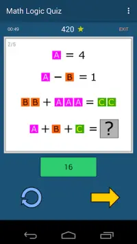 مسابقة الرياضيات المنطق Screen Shot 1