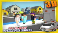 Blocky 911 Ambulance Rescue 3D Screen Shot 12