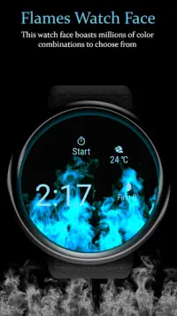 Flames Watch Face - Wear OS Smartwatch - Animated Screen Shot 2