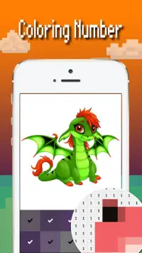 Màu rồng theo số: Pixel art dragon color Screen Shot 3