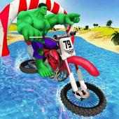 Super-heróis Bicicleta de praia agua Surfista