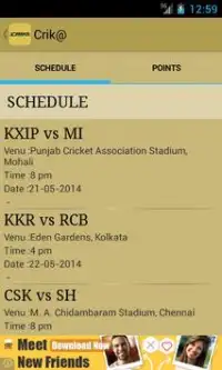 IPL 2014 Cricket app-Crik@ Screen Shot 3