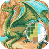 Drachen Pixel Kunst - Drachen Farbe Nach Nummer