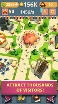 Theme Park Clicker: निष्क्रिय क्राफ्ट। रोलर कोस्टर Screen Shot 4