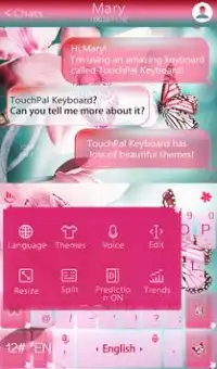 TouchPal Тема Розовая бабочка Screen Shot 2