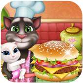 Talking Cat Burger Maker - Kitchen Cooking Game