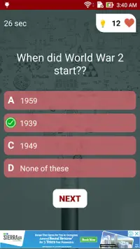 World History Quiz Screen Shot 4