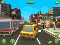 Blocky Taxi Car City Driving : Pixel Taxi Sim Game Screen Shot 12