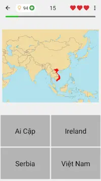 Bản đồ thế giới với tất cả các nước: Câu đố địa lý Screen Shot 0