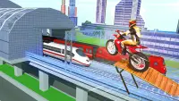 Tricky Bike Stunt vs Train Racing Game Screen Shot 2