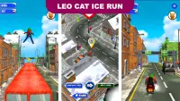 Leo Cat Run hielo - Frozen City Screen Shot 7