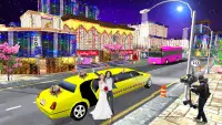 리무진 웨딩 택시 시뮬레이터 게임 : 고급 자동차 게임 Screen Shot 0