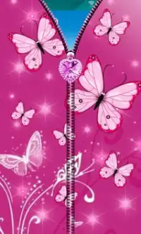 Pink Butterfly Zipper UnLock Screen Shot 1