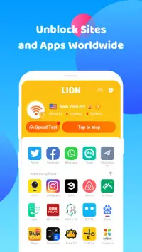 Lion VPN: VPN المجاني، متصفح الـVPN لفتح الموقع Screen Shot 4