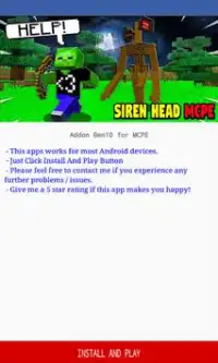Siren Head [Horror] Mod para Minecraft PE Screen Shot 0