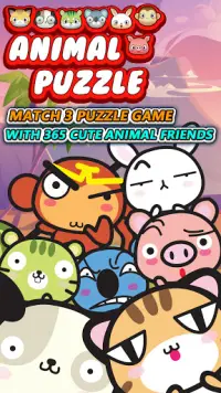 Animal match 3 Puzzle : 2021 Animal Calendar Screen Shot 0