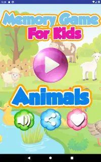 Juego educativo de memoria de animales para niños Screen Shot 0