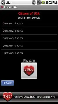 I Love USA Quiz Screen Shot 1