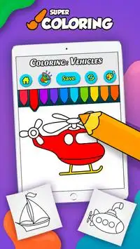 Coloring   ABC game Vehicles for Toddlers Screen Shot 1