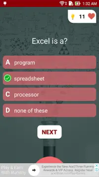 Free Microsoft Excel Test Quiz Screen Shot 2