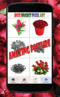 Rose Bucket Flowers Pixel Art Coloring By Number Screen Shot 3