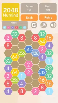 Numind - 2048 hexagon merge puzzle game Screen Shot 2