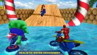 Superheroes Bike Beach Water Surfer Stunt Screen Shot 1