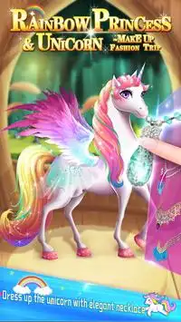 Pelangi Putri & Unicorn Riasan Permainan Screen Shot 3
